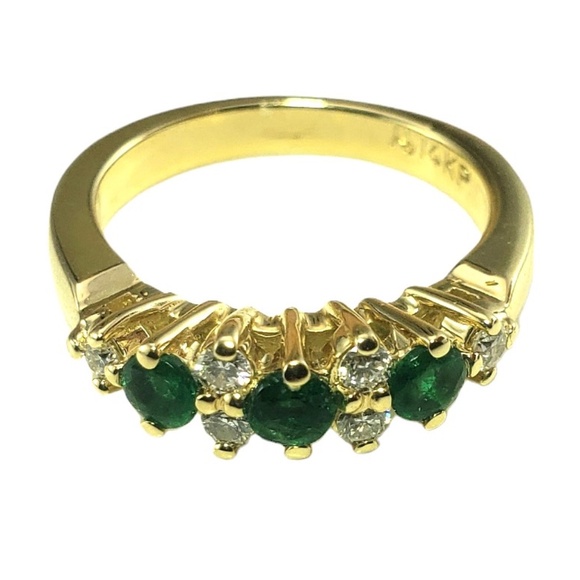 14K Yellow Gold Emerald and Diamond Ring Size 6.5 Lab Certified #16166 - Picture 2 of 9